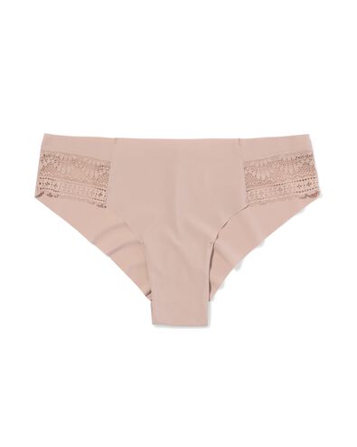 slip br&eacute;silien femme microfibre avec dentelle beige - 19601024BEIGE - HEMA