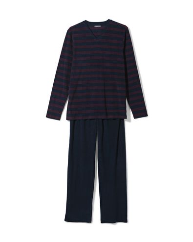 heren pyjama terry strepen donkerblauw donkerblauw - 23601140DARKBLUE - HEMA