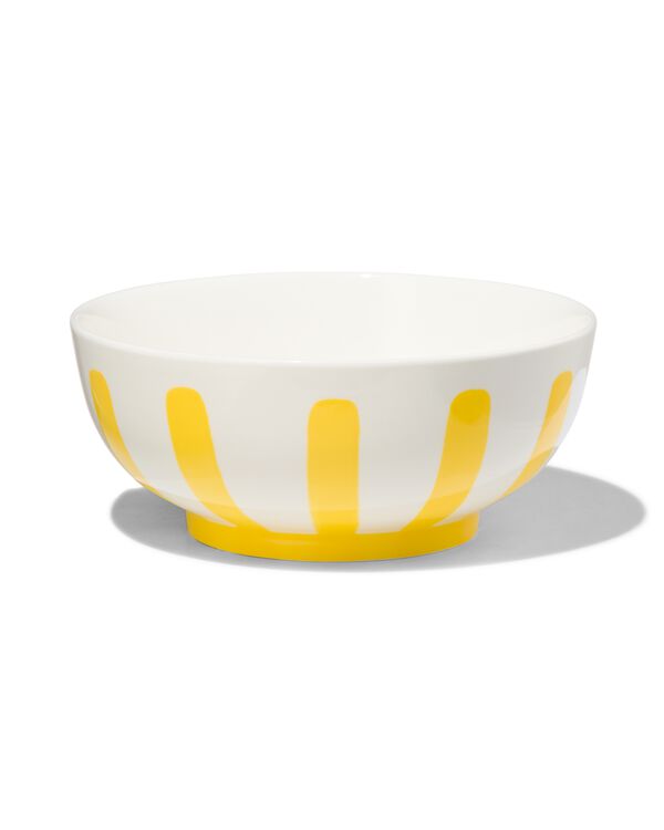 bol Ø15cm - new bone blanc et jaune - vaisselle dépareillée - 9650032 - HEMA