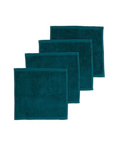 4 serviettes pour visage 30x30 vert profond - qualité épaisse vert foncé débarbouillettes 30 x 30 - 5245410 - HEMA