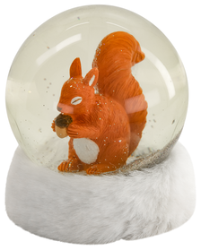 sneeuwbol glas met eekhoorn Ø10cm - 61160049 - HEMA