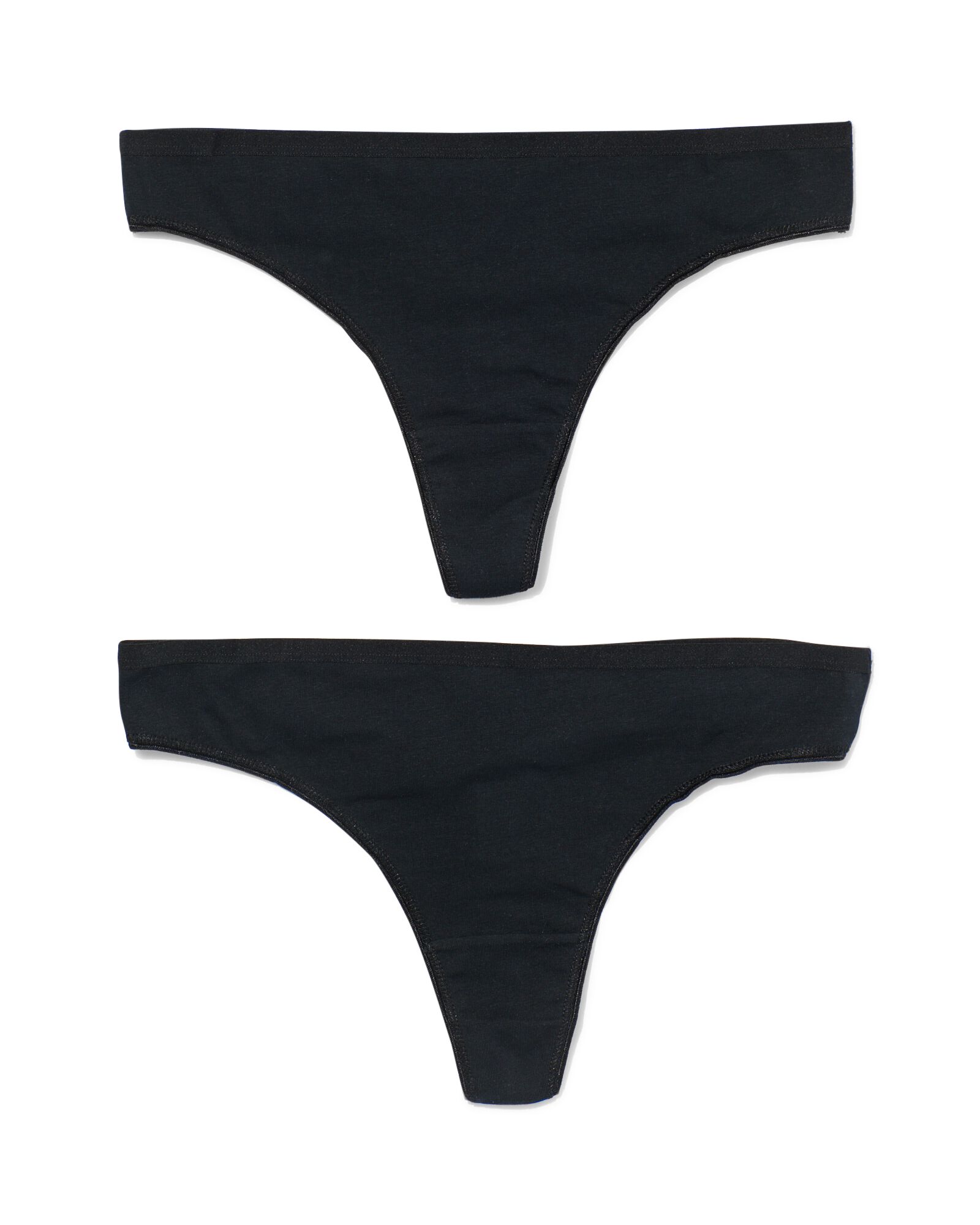 dames strings stretch katoen - 2 stuks zwart zwart - 1000030293 - HEMA