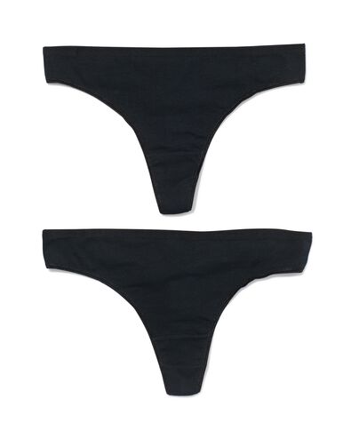 dames strings stretch katoen - 2 stuks zwart zwart - 1000030293 - HEMA