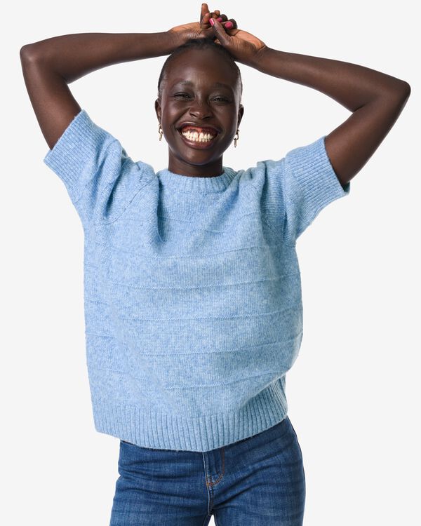 pull femme Fyra en maille bleu bleu - 36207260BLUE - HEMA