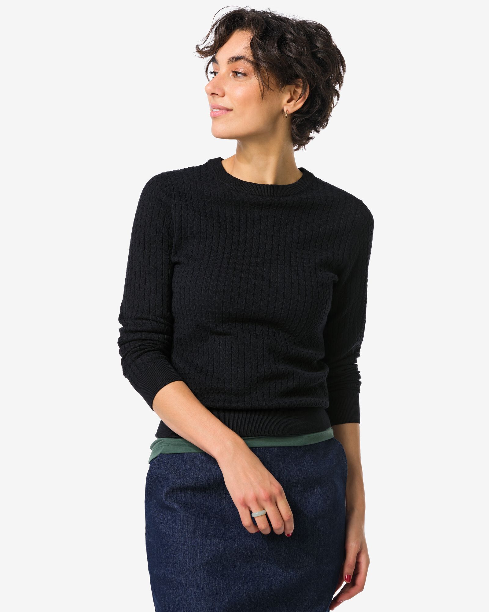 Damen-Pullover, Livia, Zopfmuster schwarz schwarz - 36205370BLACK - HEMA