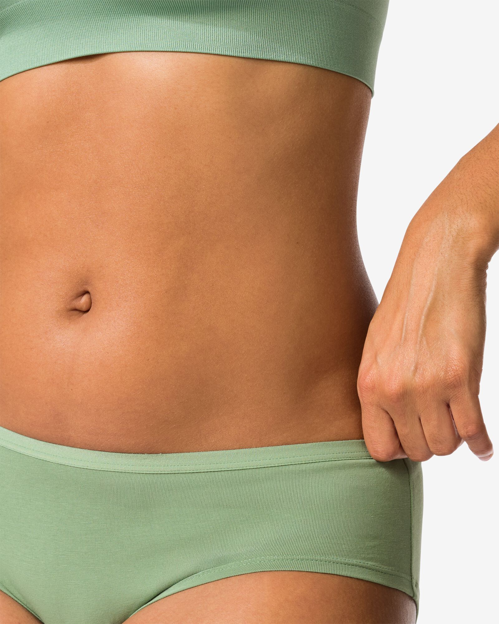 culottes hipsters femme coton - 2 pi&egrave;ces vert vert - 19602124GREEN - HEMA