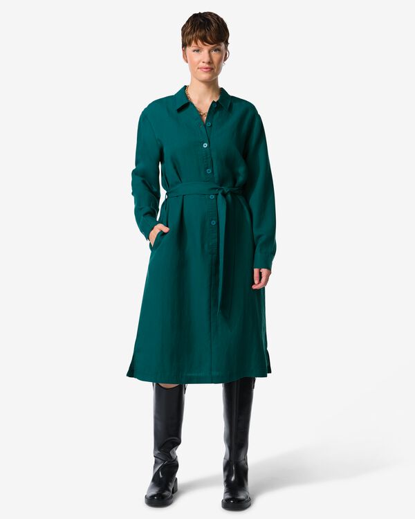 robe-chemise femme Inez vert fonc&eacute; vert fonc&eacute; - 36207350DARKGREEN - HEMA