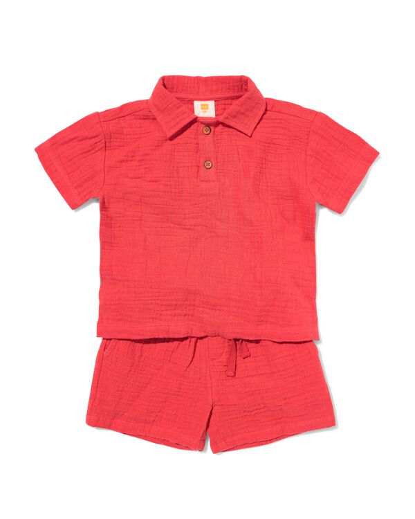 babykledingset comfy fit mousseline rood rood - 33185870RED - HEMA