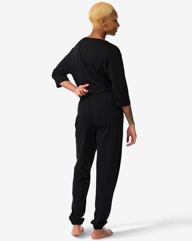 damespyjamabroek met katoen zwart M - 23470242 - HEMA