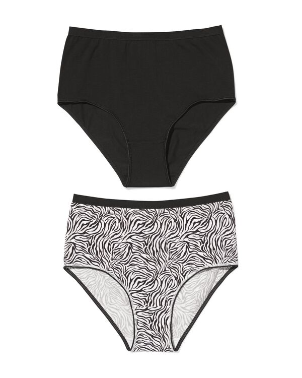 Damen-Taillenslips aus Baumwolle, Tiermuster &ndash; 2 St&uuml;ck schwarz schwarz - 19602044BLACK - HEMA