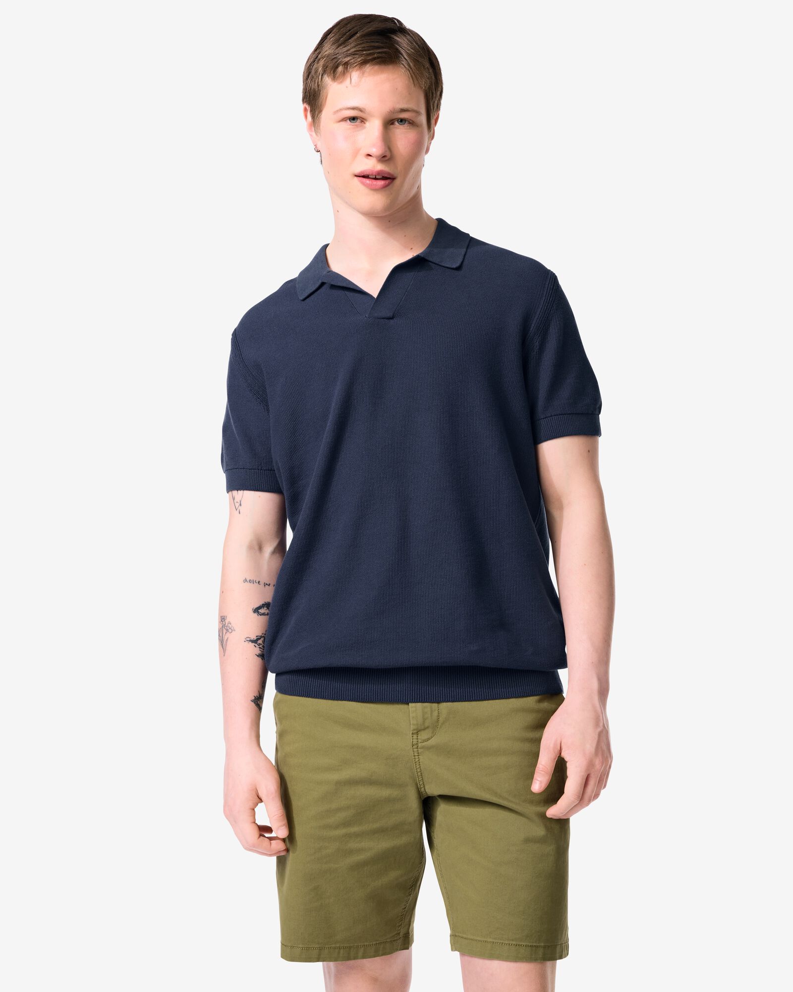 polo homme Kris structure bleu fonc&eacute; bleu fonc&eacute; - 2189140DARKBLUE - HEMA