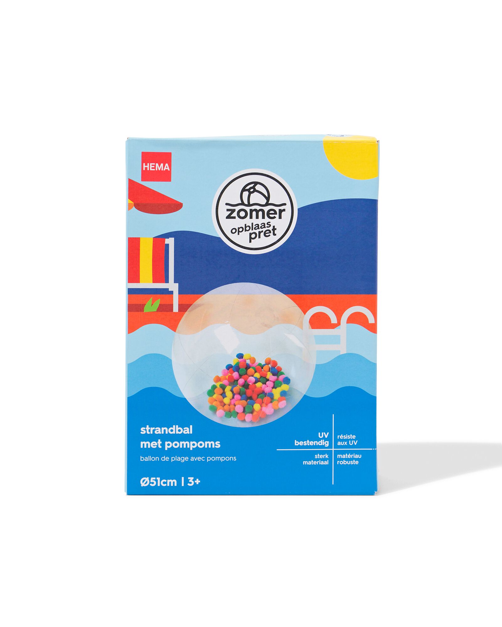 ballon de plage ⌀51cm pompons - 15800075 - HEMA