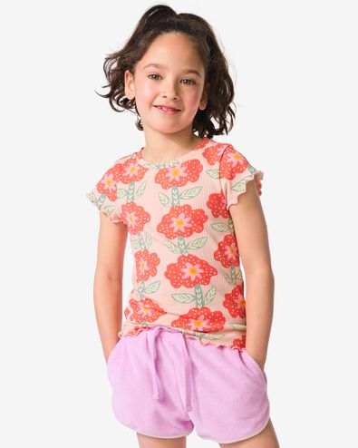 t-shirt enfant jersey fleurs rose p&acirc;le rose p&acirc;le - 30866409LIGHTPINK - HEMA