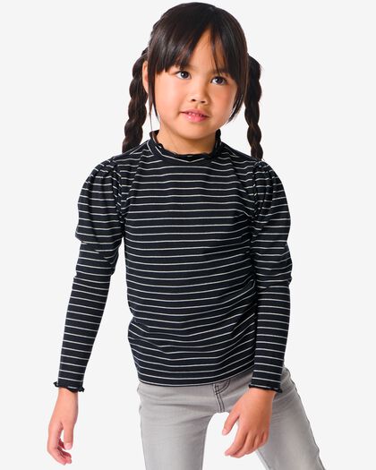 t-shirt enfant avec rayures à paillettes noir noir - 30805057BLACK - HEMA