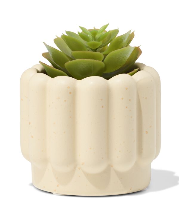 Blumentopf ⌀ 7 x 6 cm, Keramik, gerippt, Sandfarbe - 13325023 - HEMA
