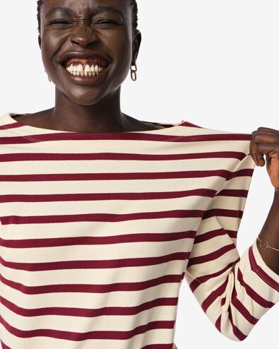 dames T-shirt Cara bordeauxrood bordeauxrood - 36361260BURGUNDYRED - HEMA