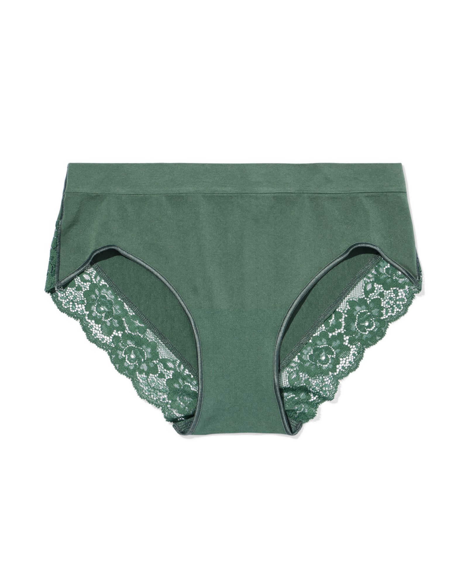 culotte hipster femme sans coutures microfibre avec dentelle vert fonc&eacute; S - 19641545 - HEMA