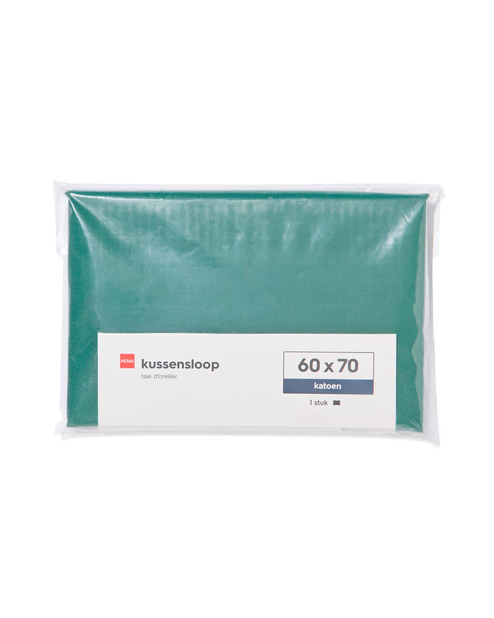 taie d'oreiller 60x70cm coton doux vert fonc&eacute; - 5130025 - HEMA