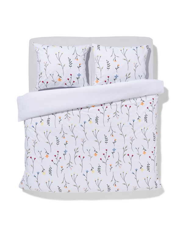 housse de couette 240x200/220cm coton doux motif fleurs sauvages blanc - 5790205 - HEMA