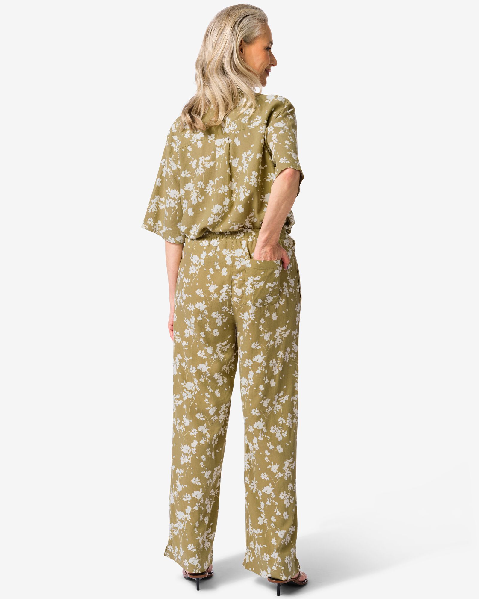 pantalon femme Tatum coupe droite fleurs vert vert - 36211760GREEN - HEMA