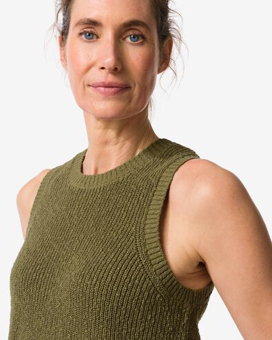 damestrui Faya fijngebreid katoen olijf olijf - 36204790OLIVE - HEMA