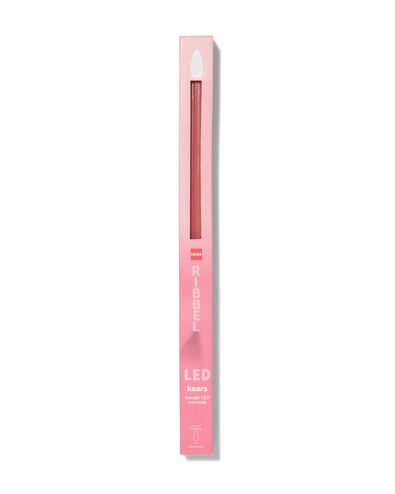 LED-Kerze, gerippt, Kerzenwachs, Ø 2,3 x 28,3 cm, pink - 13550051 - HEMA