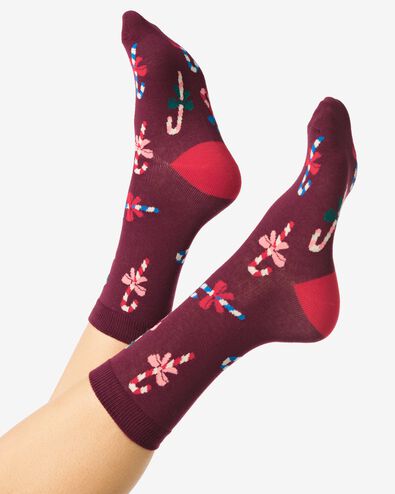 chaussettes femme sucre d'orge bordeaux - 4266580BURGUNDYRED - HEMA