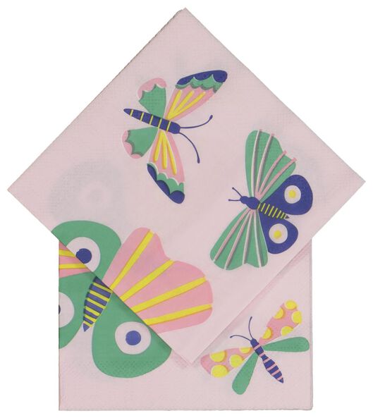 20er-Pack Servietten, 24 x 24 cm, Papier, Schmetterlinge - 14200405 - HEMA