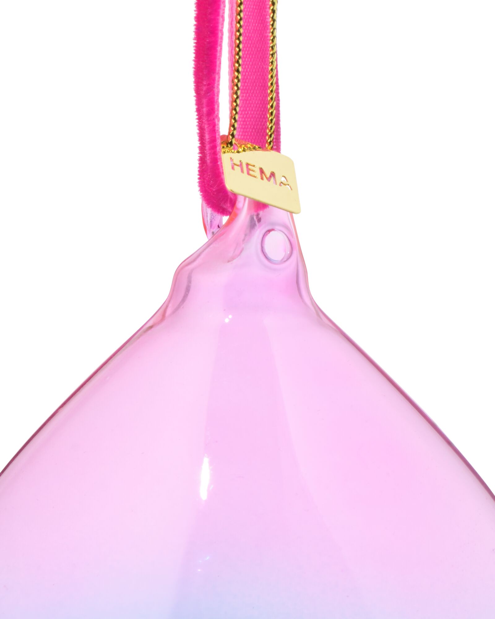 boule de No&euml;l verre 8 cm d&eacute;grad&eacute; bleu-rose - 25102141 - HEMA