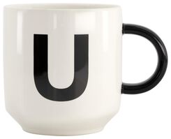 mug en faïence blanc/noir 350 ml - U - 61120116 - HEMA