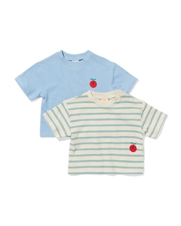 baby T-shirts jersey strepen - 2 stuks blauw blauw - 33183570BLUE - HEMA