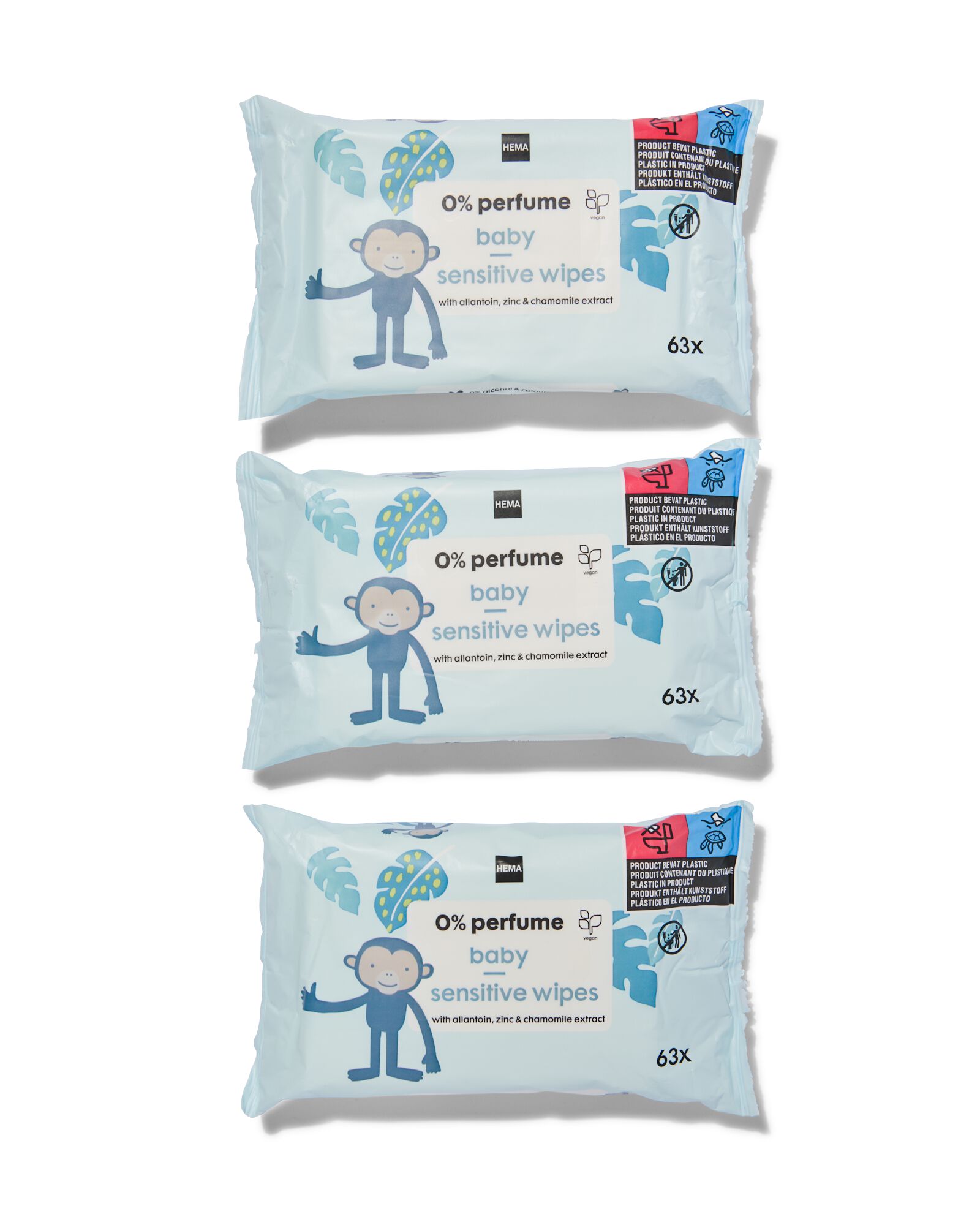 3x63 lingettes pour b&eacute;b&eacute; sans parfum - 11335173 - HEMA