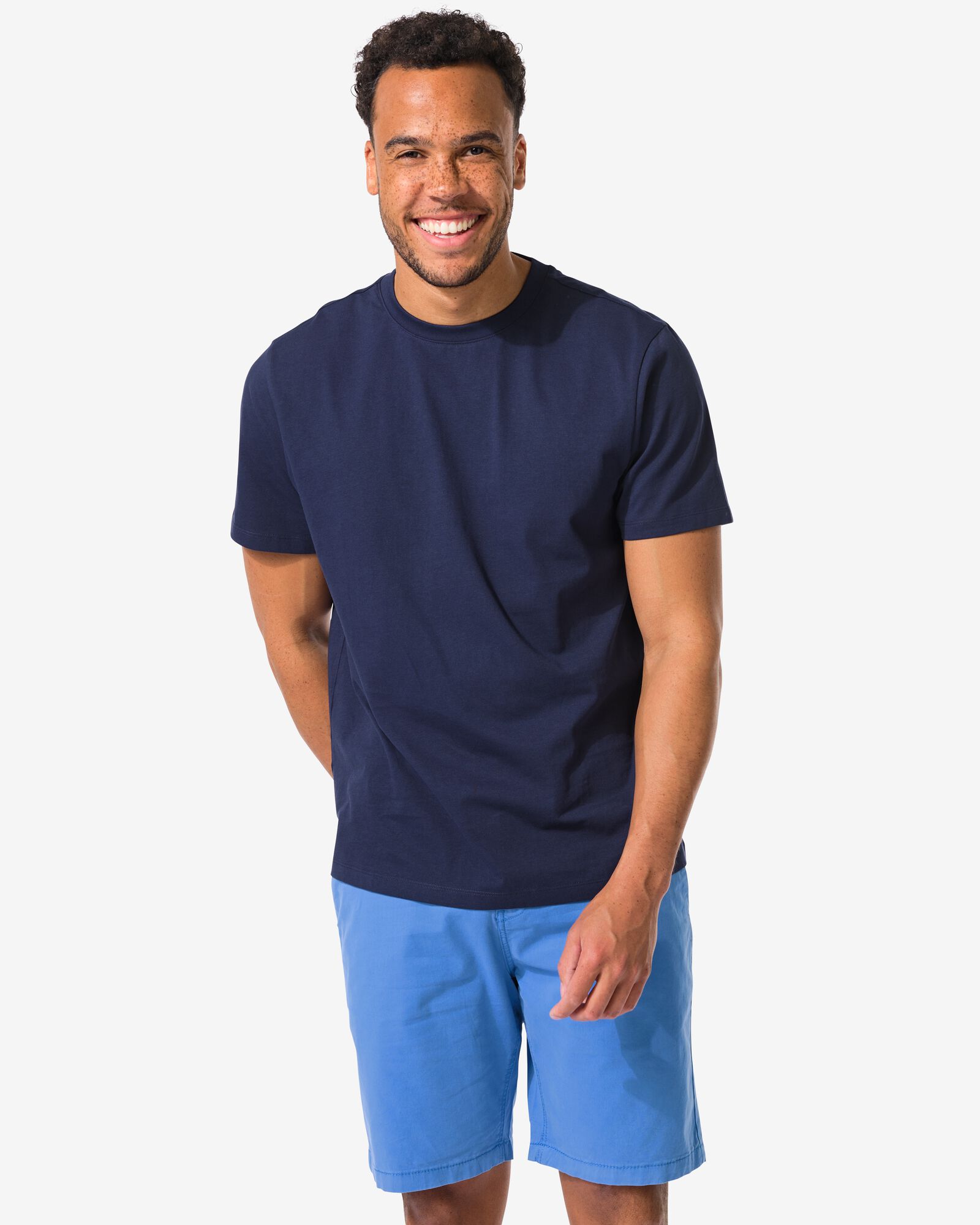 t-shirt homme coupe classique bleu fonc&eacute; bleu fonc&eacute; - 2190330DARKBLUE - HEMA