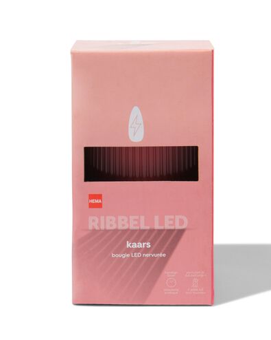 LED ribbel kaars met wax Ø7.5x12.5 donkerroze - 13550061 - HEMA