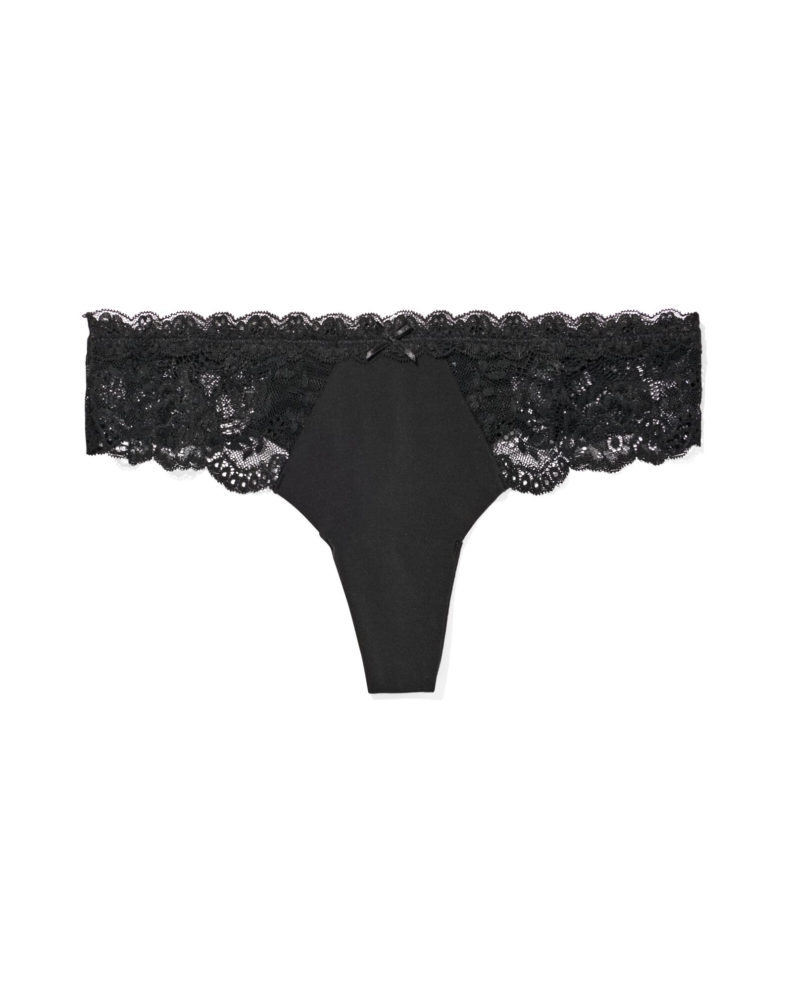 Damen-String aus Mikrofaser mit Spitze schwarz schwarz - 19650105BLACK - HEMA