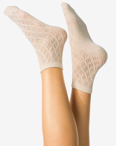 chaussettes pour femmes ajour&eacute;es beige - 4280740BEIGE - HEMA
