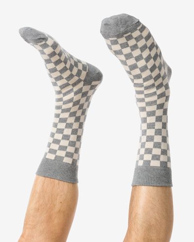heren sokken met katoen blokken - 5 paar lichtblauw 43/46 - 4152617 - HEMA