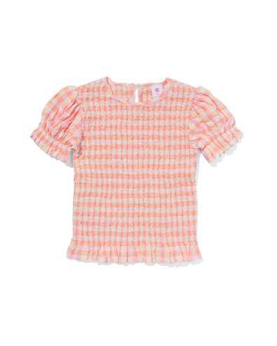 Kinder-T-Shirt, gesmokt pfirsich 122/128 - 30832780 - HEMA