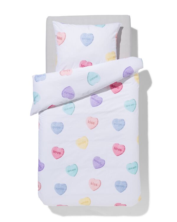 housse de couette coton doux enfant 140x200 coeurs - 5730211 - HEMA
