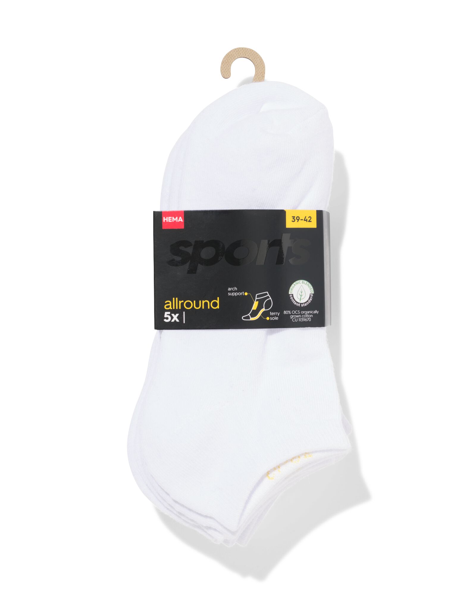 heren enkelsokken sport - 5 paar wit wit - 1000028316 - HEMA