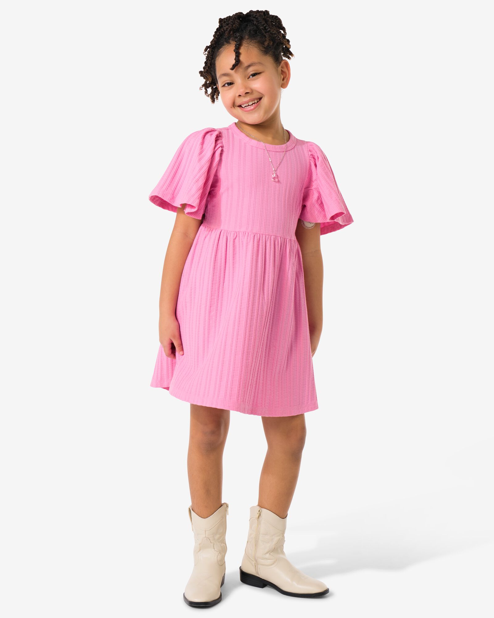Kinderkleid in A-Linie, gerippt rosa rosa - 30827733PINK - HEMA