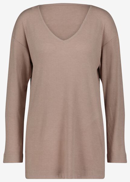 Damen-Loungeshirt, gerippt naturfarben naturfarben - 1000029553 - HEMA
