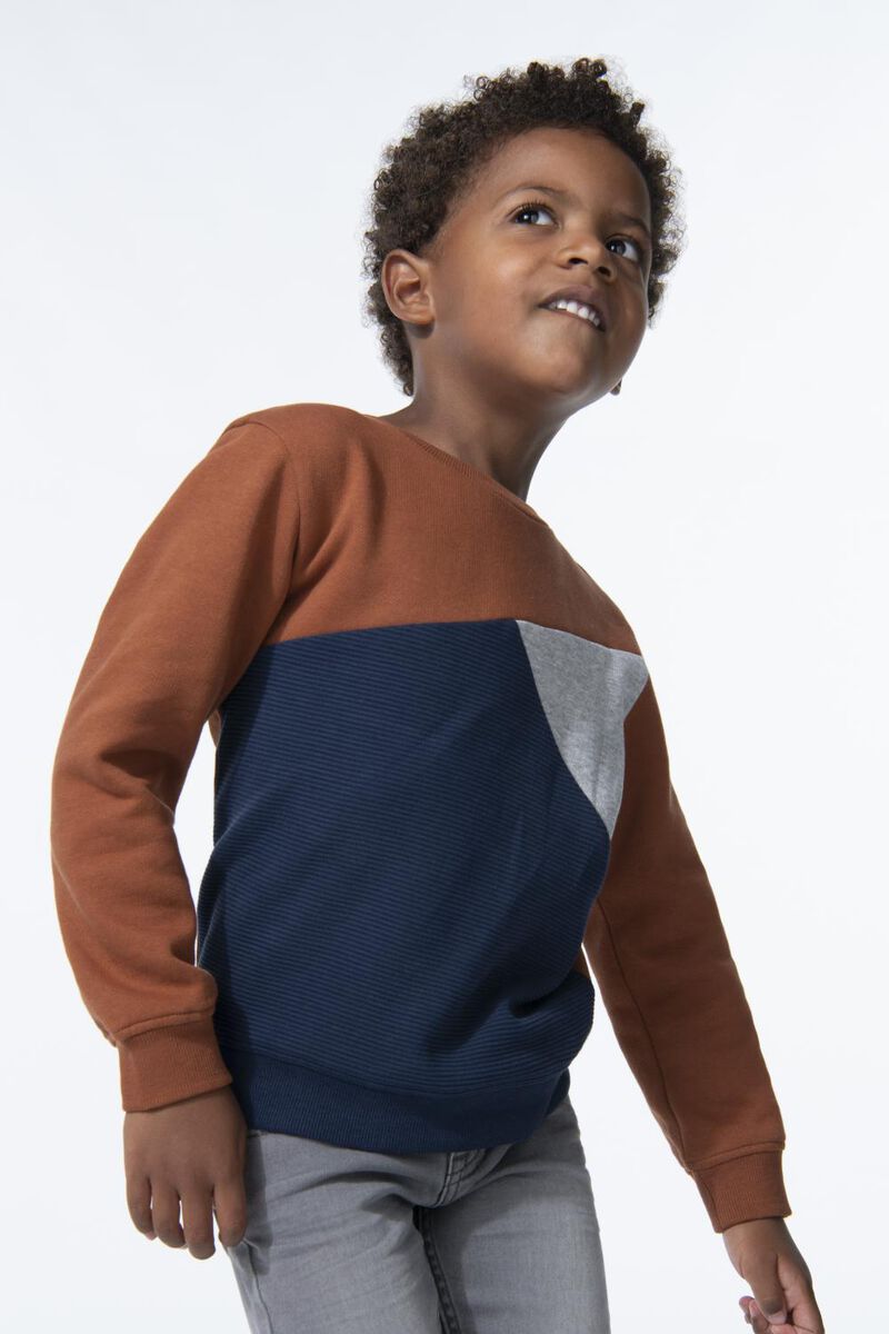 kinder sweater met kleurblokken dunkelblau dunkelblau - 1000029111 - HEMA