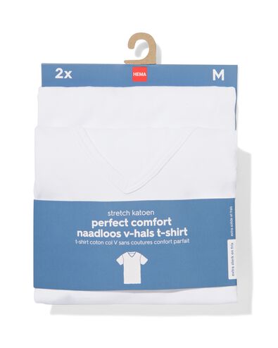 2er-Pack Herren-T-Shirts, Slim Fit, V-Ausschnitt, nahtlos wei&szlig; wei&szlig; - 1000009976 - HEMA