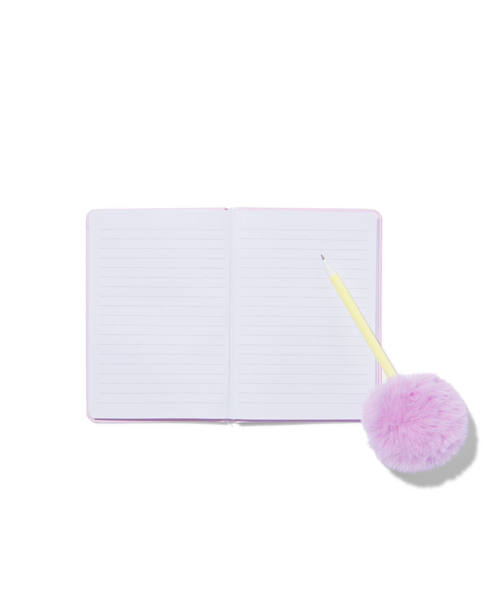 Notizbuch (18 x 12.6 cm) mit Pompon-Stift, Geschenkset - 14440078 - HEMA