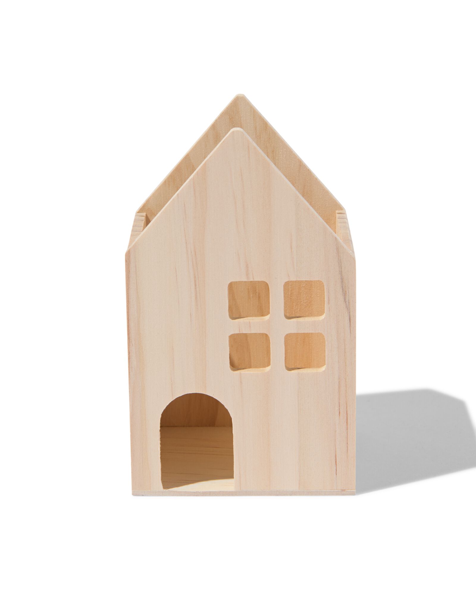 pennenhouder hout huisje 14cm - 15900002 - HEMA