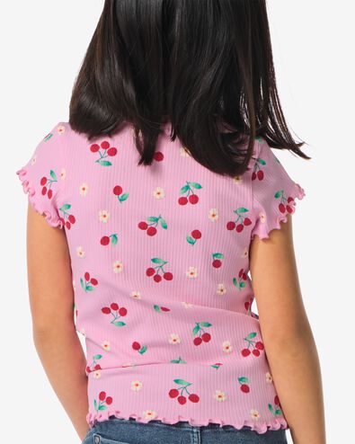 Kinder-T-Shirt, gerippt rosa 110/116 - 30836222 - HEMA