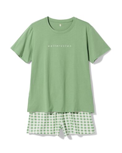 Damen-Kurz-Pyjama aus Jersey kariert gr&uuml;n gr&uuml;n - 23401560GREEN - HEMA