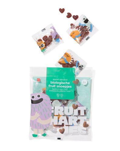 bio fruitsnoepjes appel-aardbei uitdeelzak - 8 stuks - 10250034 - HEMA