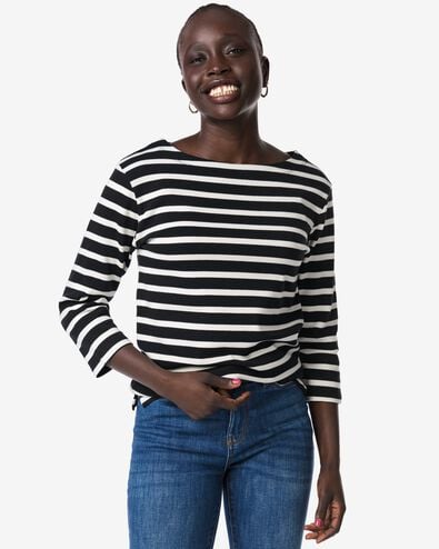 dames T-shirt Cara wit/zwart wit/zwart - 36300335WHITEBLACK - HEMA